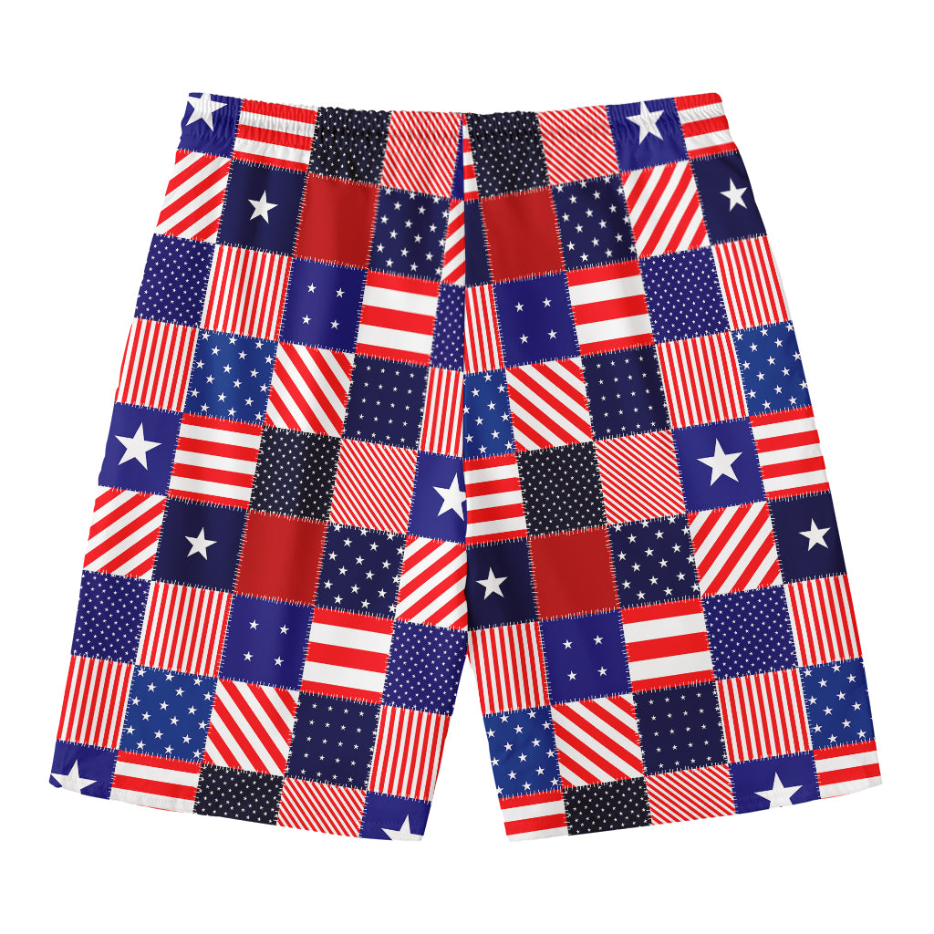 American Patriotic Patchwork Print Men's Swim Trunks