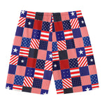 American Patriotic Patchwork Print Men's Swim Trunks