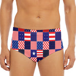 American Patriotic Patchwork Print Men's Triangle Swim Briefs