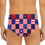 American Patriotic Patchwork Print Men's Triangle Swim Briefs