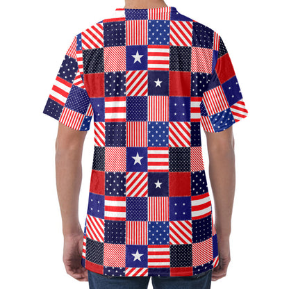 American Patriotic Patchwork Print Men's Velvet T-Shirt