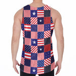 American Patriotic Patchwork Print Men's Velvet Tank Top