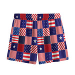 American Patriotic Patchwork Print Mesh Shorts