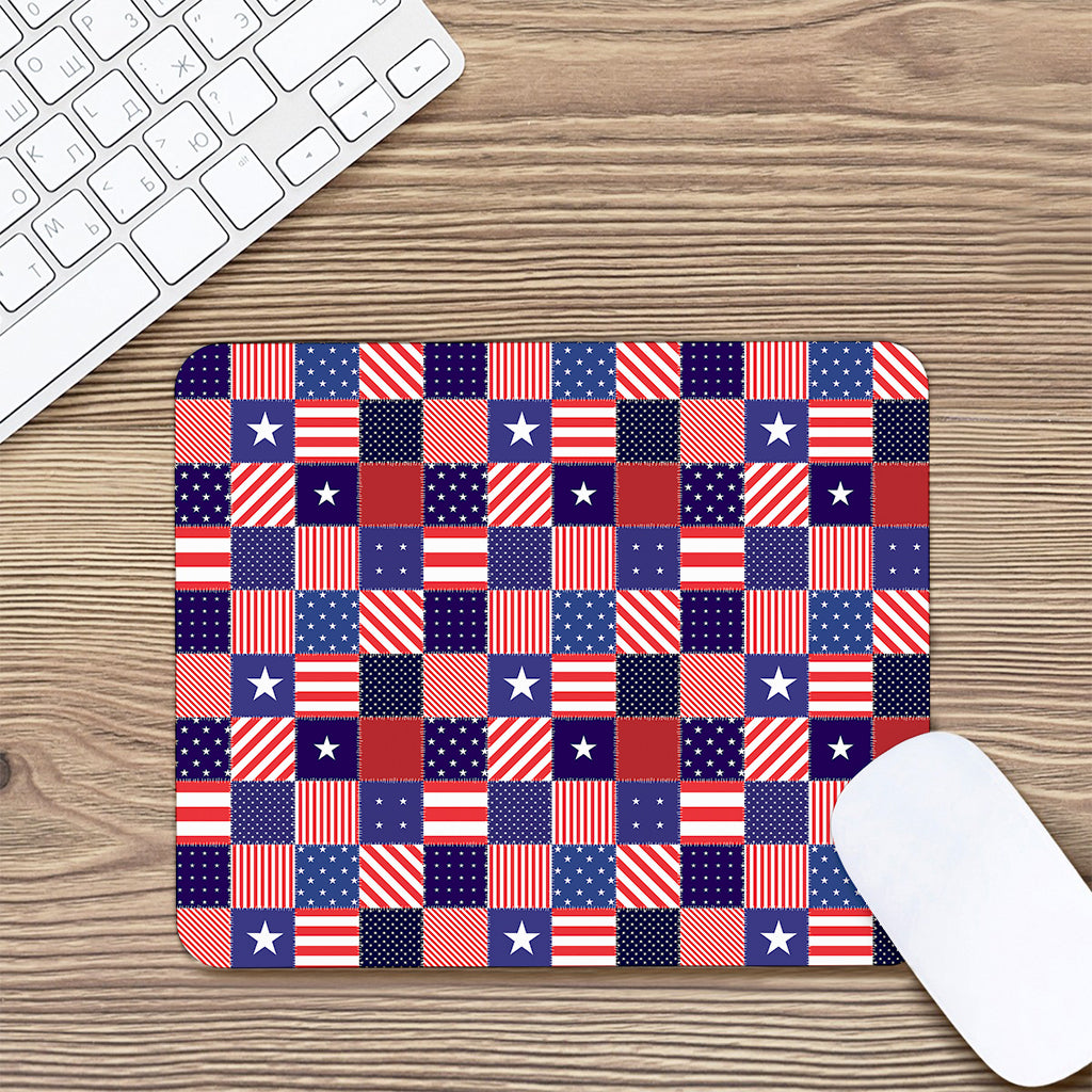 American Patriotic Patchwork Print Mouse Pad