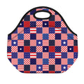 American Patriotic Patchwork Print Neoprene Lunch Bag