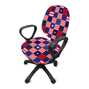 American Patriotic Patchwork Print Office Chair Cover