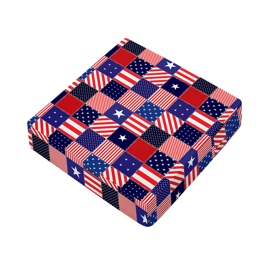 American Patriotic Patchwork Print Outdoor Seat Cushion Cover