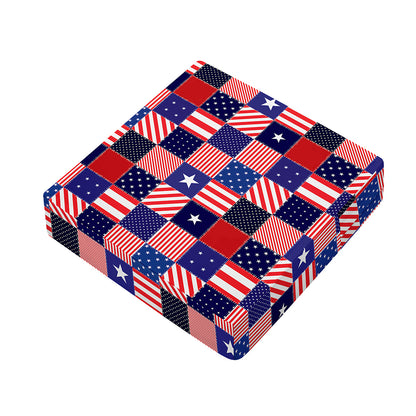 American Patriotic Patchwork Print Outdoor Seat Cushion Cover