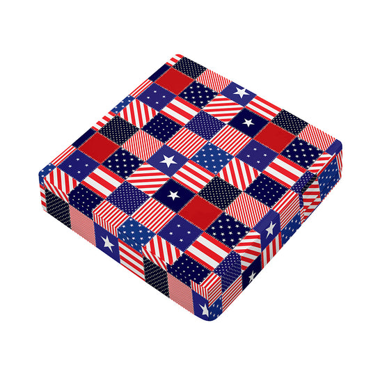 American Patriotic Patchwork Print Outdoor Seat Cushion Cover