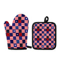 American Patriotic Patchwork Print Oven Mitt And Pot Holder Set