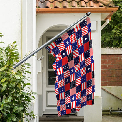 American Patriotic Patchwork Print Polyester Flag