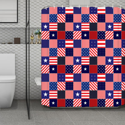 American Patriotic Patchwork Print Polyester Shower Curtain