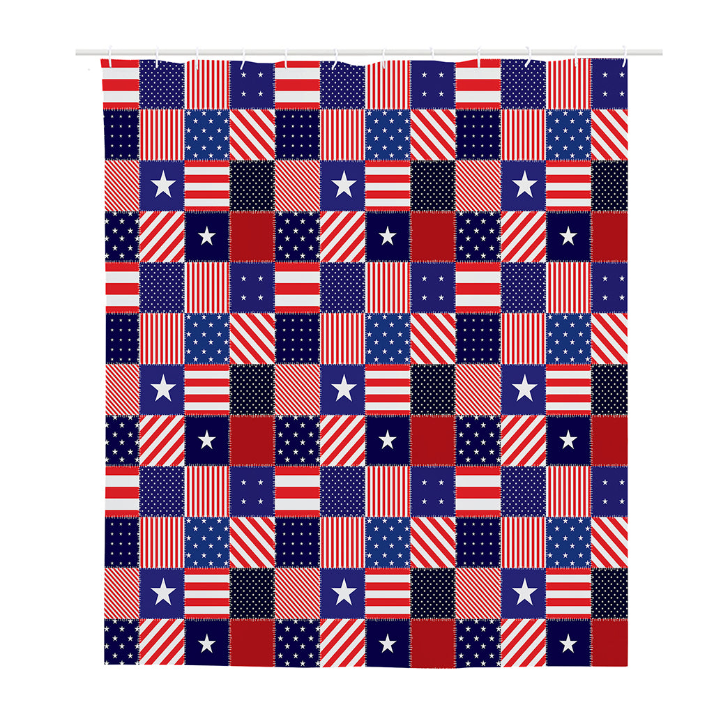 American Patriotic Patchwork Print Polyester Shower Curtain