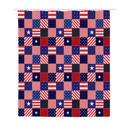 American Patriotic Patchwork Print Polyester Shower Curtain