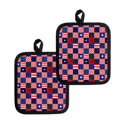 American Patriotic Patchwork Print Pot Holders
