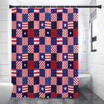 American Patriotic Patchwork Print Premium Shower Curtain