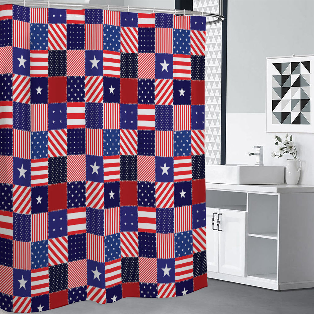 American Patriotic Patchwork Print Premium Shower Curtain