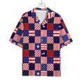 American Patriotic Patchwork Print Rayon Hawaiian Shirt