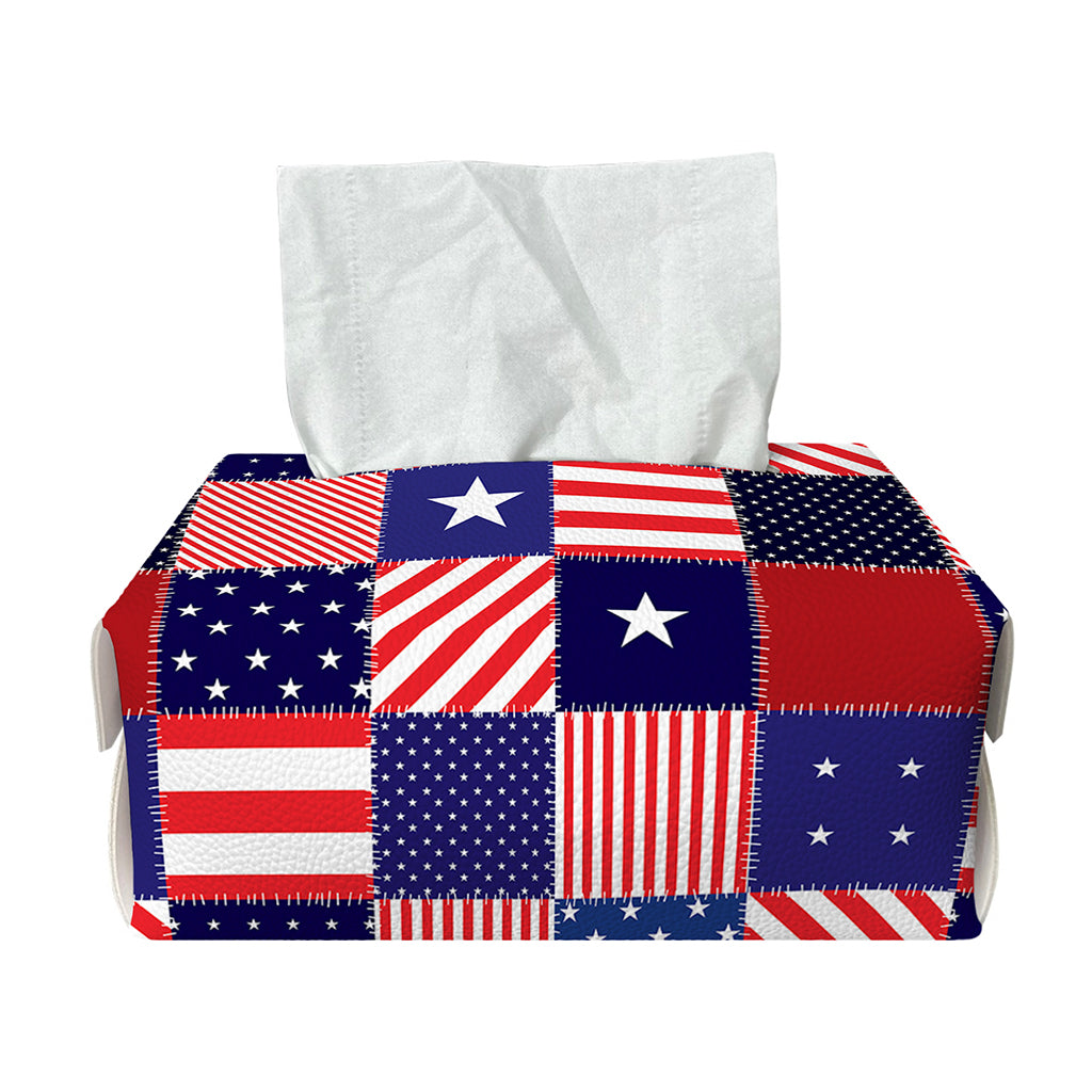 American Patriotic Patchwork Print Rectangle Tissue Box Cover