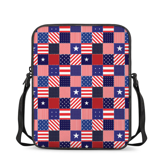 American Patriotic Patchwork Print Rectangular Crossbody Bag