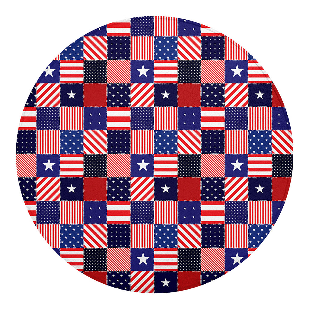 American Patriotic Patchwork Print Round Blanket