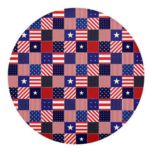 American Patriotic Patchwork Print Round Blanket
