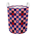 American Patriotic Patchwork Print Round Laundry Basket