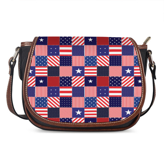 American Patriotic Patchwork Print Saddle Bag