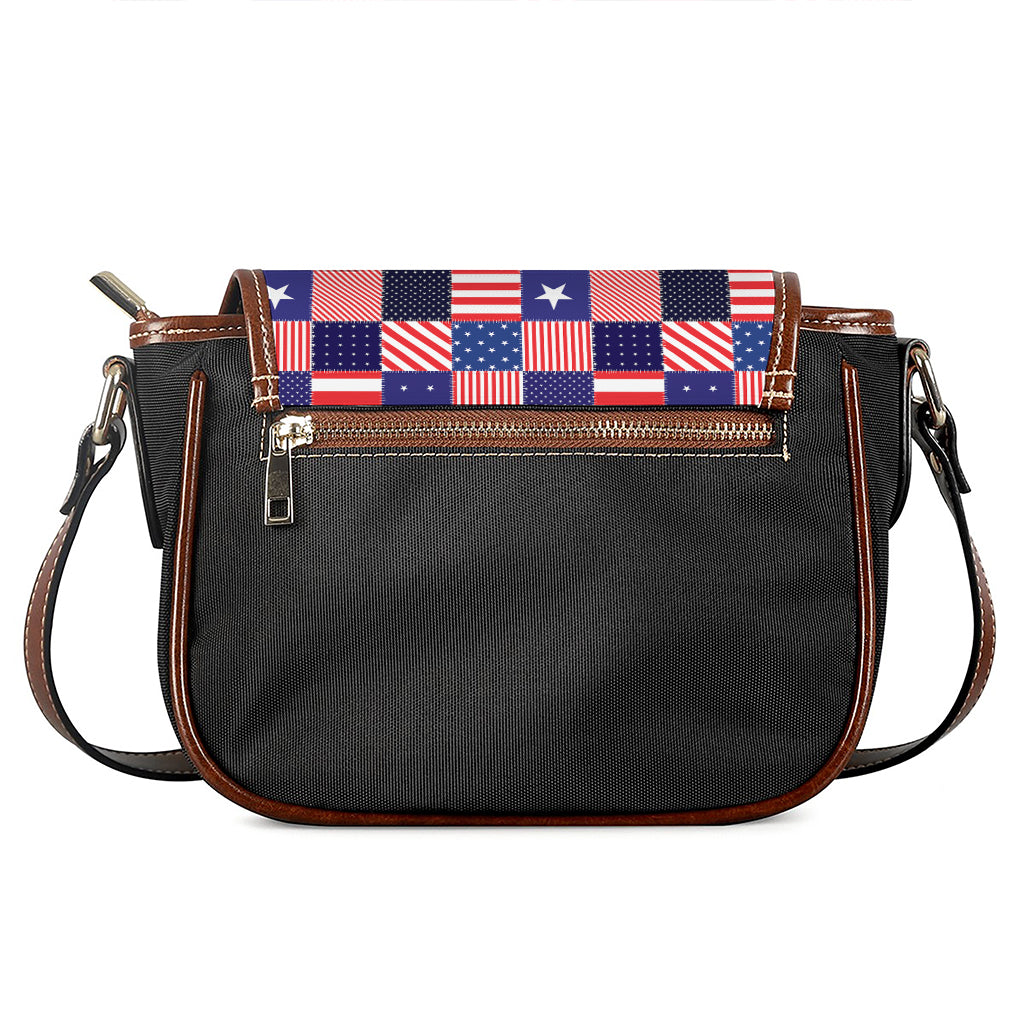 American Patriotic Patchwork Print Saddle Bag