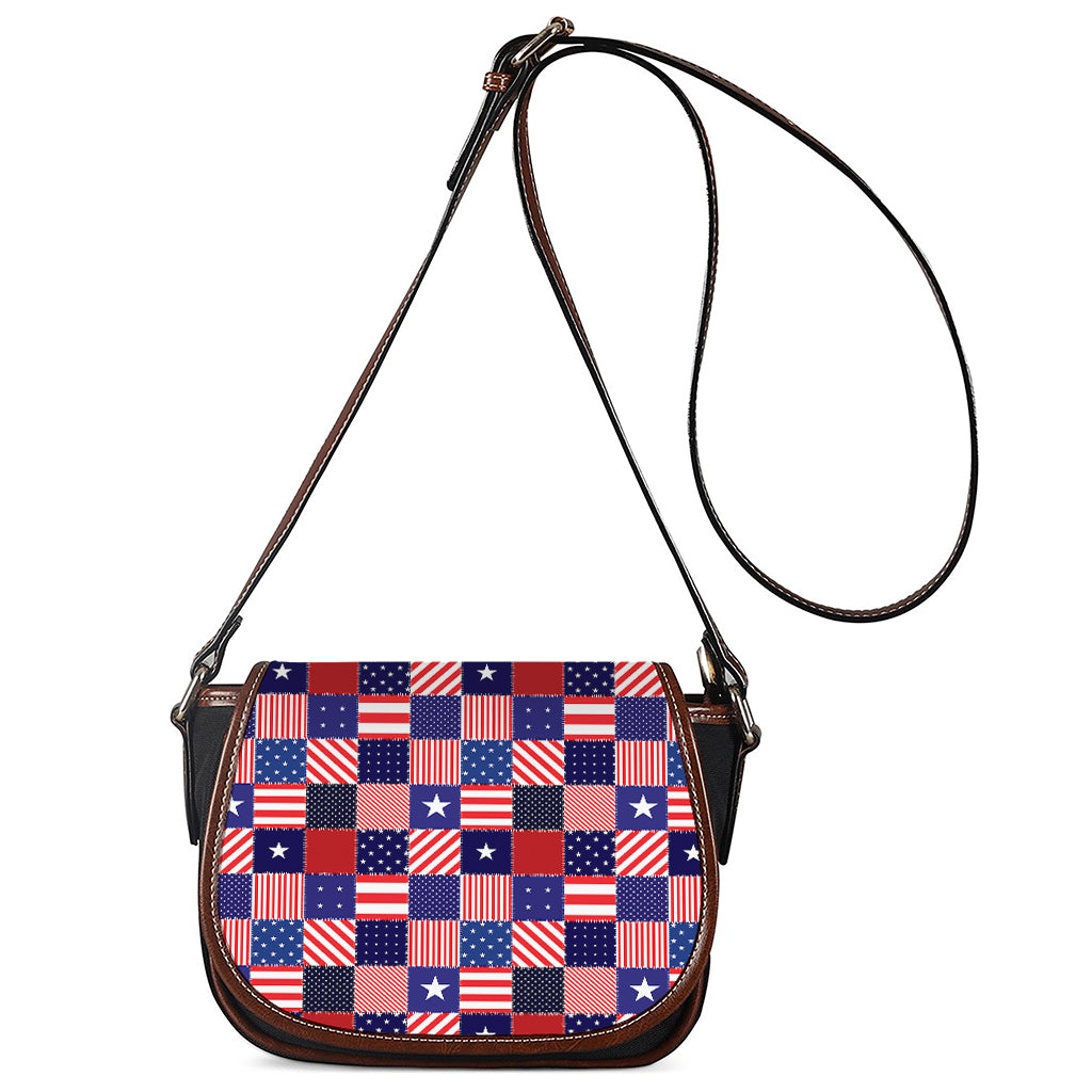 American Patriotic Patchwork Print Saddle Bag