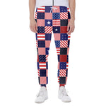 American Patriotic Patchwork Print Scuba Joggers