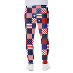 American Patriotic Patchwork Print Scuba Joggers