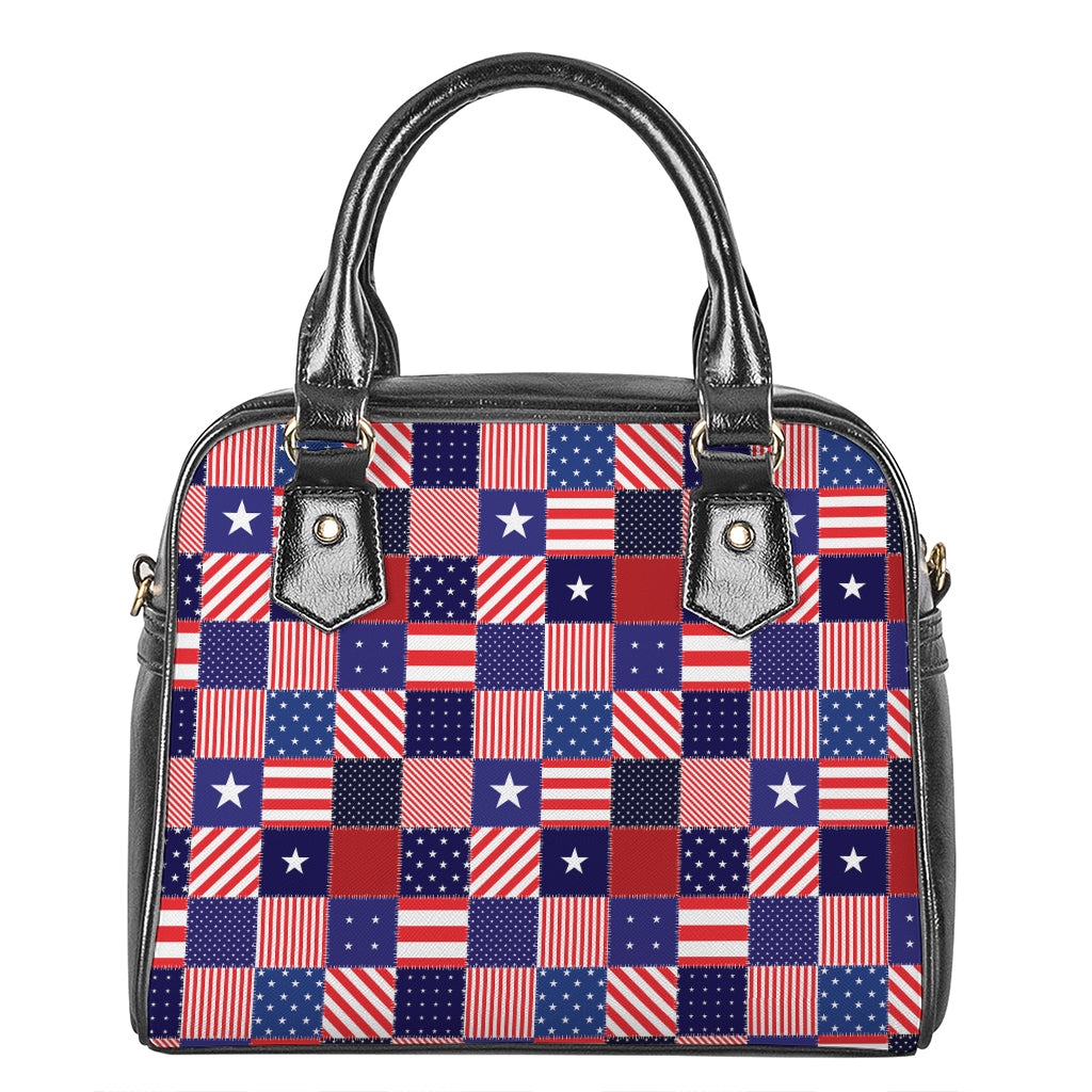 American Patriotic Patchwork Print Shoulder Handbag