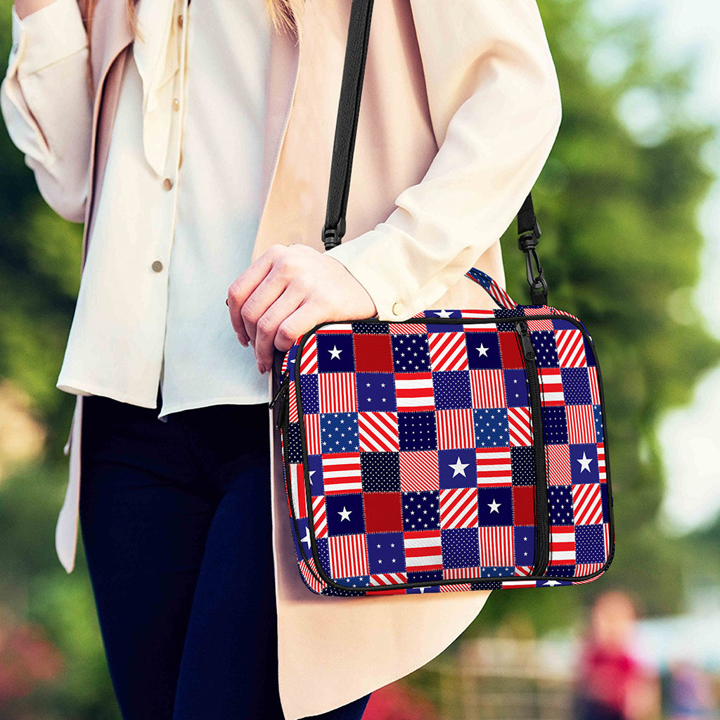 American Patriotic Patchwork Print Shoulder Strap Bible Bag