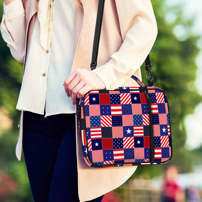 American Patriotic Patchwork Print Shoulder Strap Bible Bag