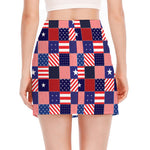 American Patriotic Patchwork Print Side Slit Mini Skirt