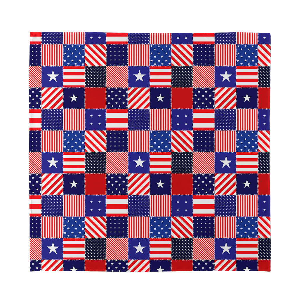 American Patriotic Patchwork Print Silk Bandana
