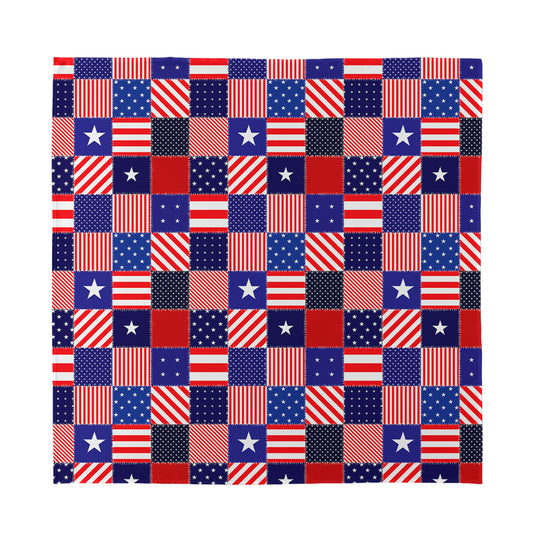 American Patriotic Patchwork Print Silk Bandana
