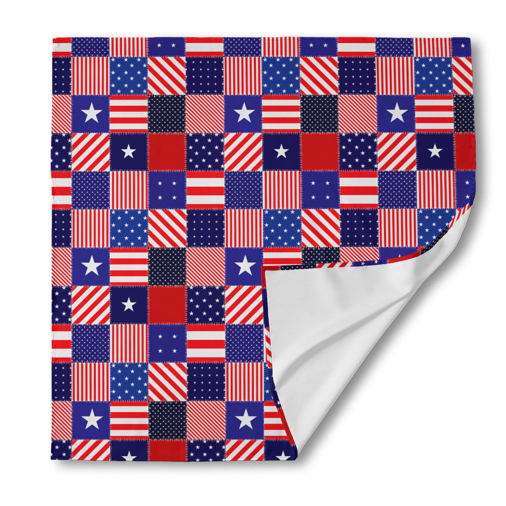 American Patriotic Patchwork Print Silk Bandana
