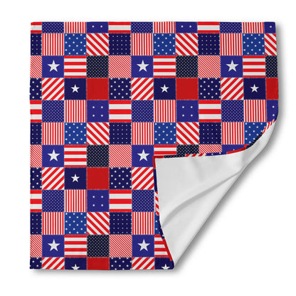American Patriotic Patchwork Print Silk Bandana