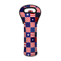 American Patriotic Patchwork Print Single Neoprene Wine Tote