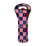 American Patriotic Patchwork Print Single Neoprene Wine Tote