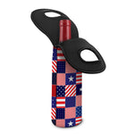 American Patriotic Patchwork Print Single Neoprene Wine Tote