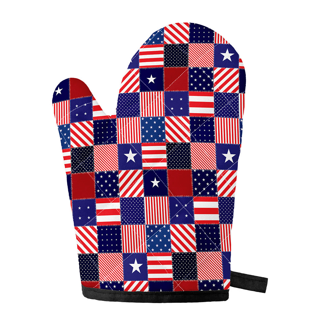 American Patriotic Patchwork Print Single Oven Mitt
