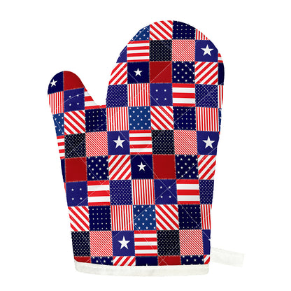 American Patriotic Patchwork Print Single Oven Mitt
