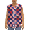 American Patriotic Patchwork Print Sleeveless Baseball Jersey