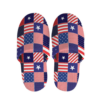 American Patriotic Patchwork Print Slippers