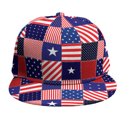 American Patriotic Patchwork Print Snapback Cap