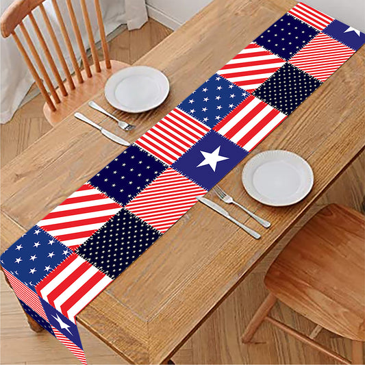 American Patriotic Patchwork Print Table Runner