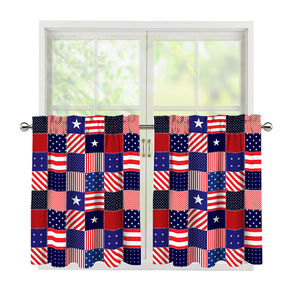 American Patriotic Patchwork Print Tier Curtains